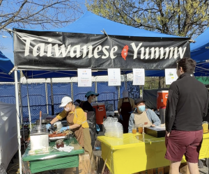 Taiwanese Yummy tent with people cooking